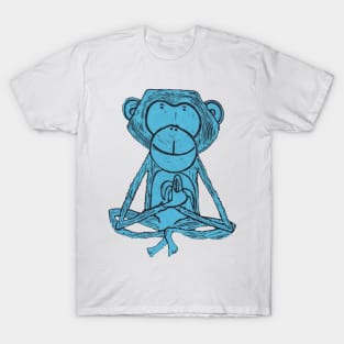 Monkey, Cheeky Monkey, blue on orange. T-Shirt